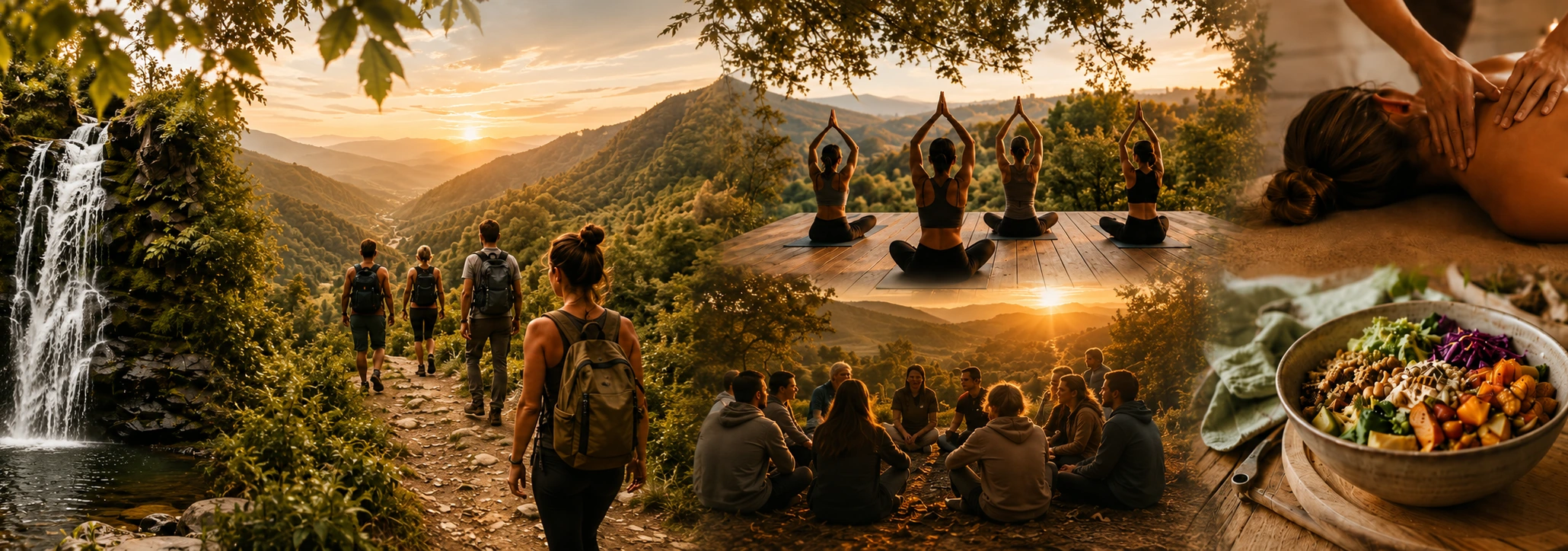 Retraite bien-être au coucher du soleil